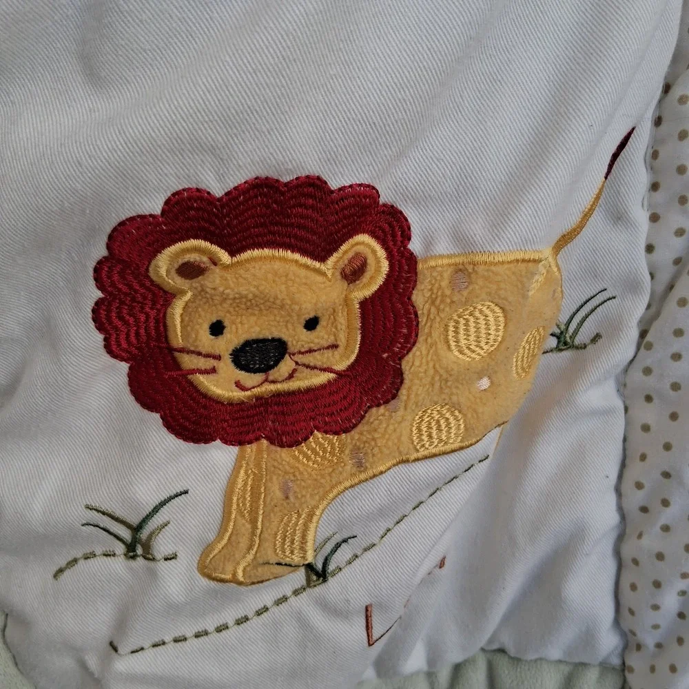 Vtg Y2K Kidsline Zanzibar Safari Animal Embroidered Patchwork Quilt Baby Blanket